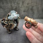 Вязаная миниатюрная игрушка Крысик-пират Джонни Сильверино