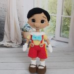 Кукла вязаная интерьерная «Пиноккио»