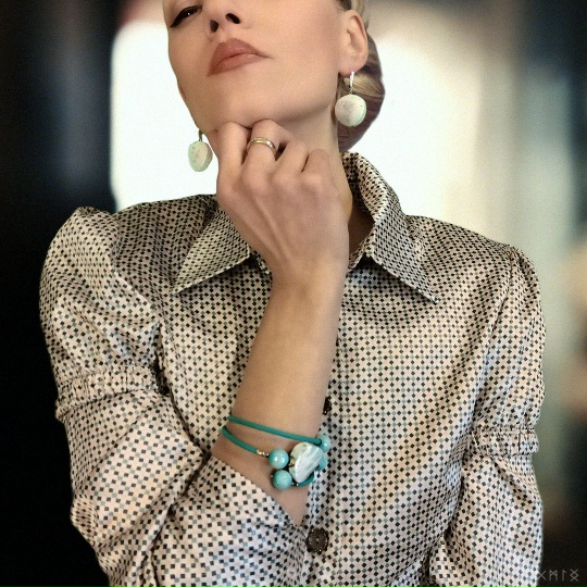 Браслет и серьги из амазонита