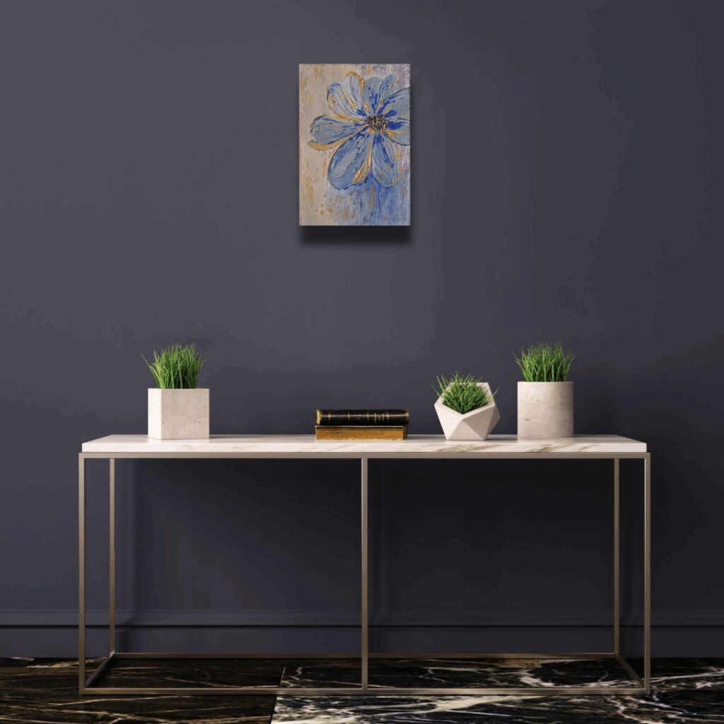 Текстурная картина Золотая нежность синего