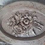 Панно интерьерное серебряные цветы.