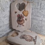 Досочка разделочная «Воробей в белом веночке»