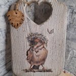 Досочка разделочная «Воробей в белом веночке»