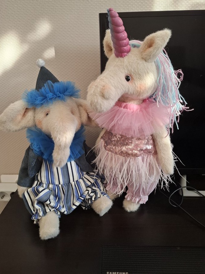 Мягкие игрушки Елинорожка и Слоник