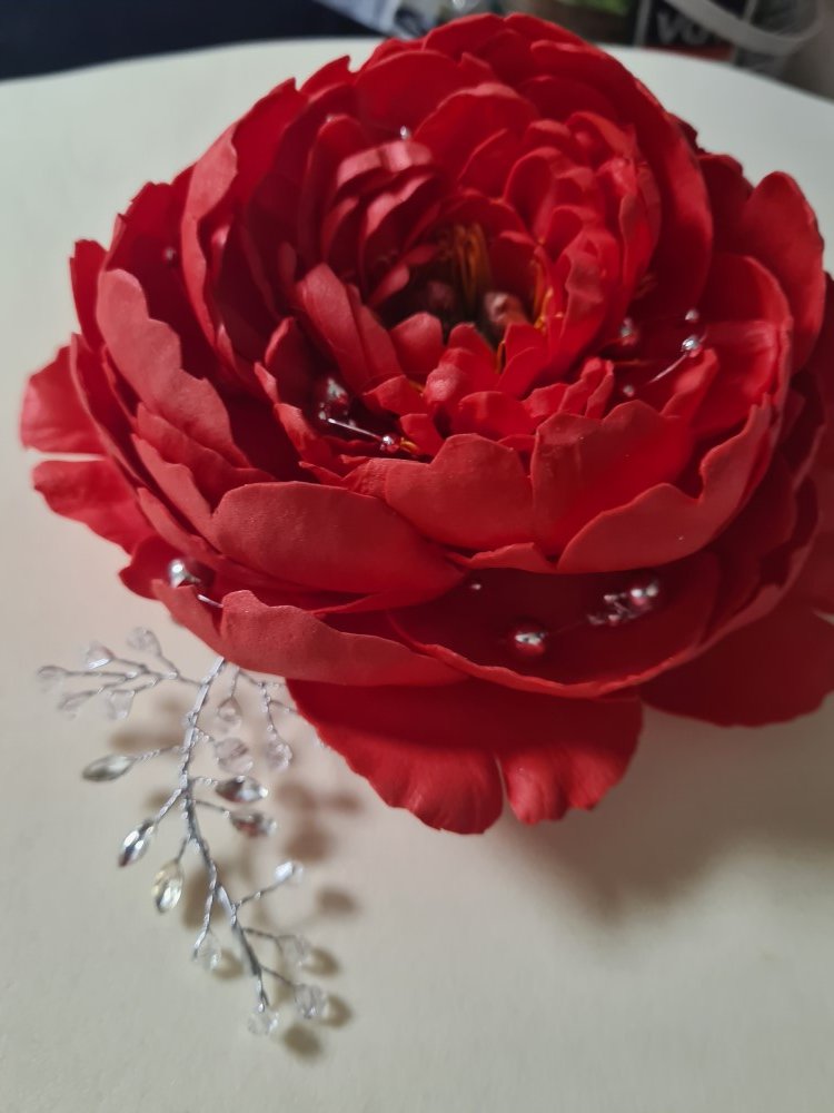 Брошь Пион из фоамирана