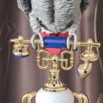 Попугай Жако на ретро телефоне, светильник с часами