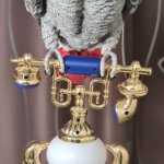 Попугай Жако на ретро телефоне, светильник с часами