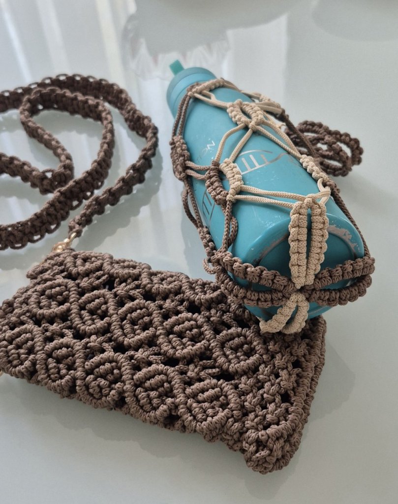 Сумка для телефона и бутылочница макраме