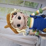 Кукла вязаная интерьерная «Пугало»