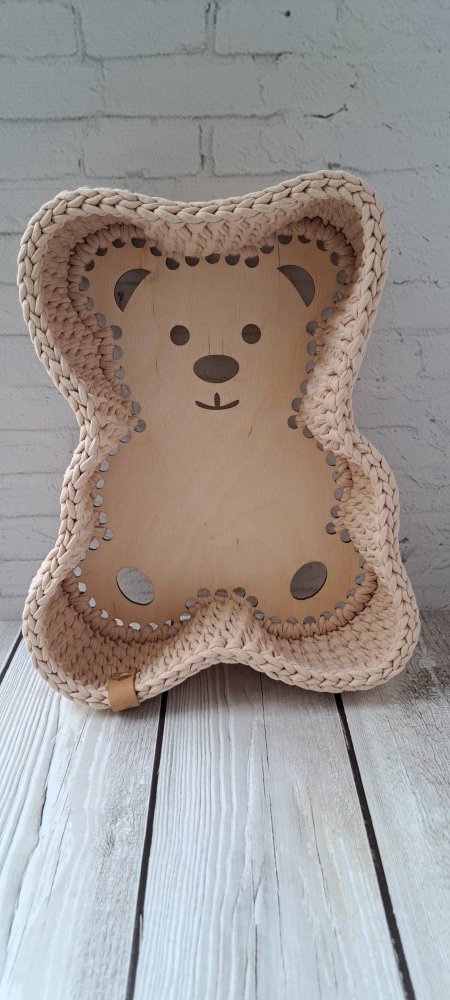 Корзинка мишутка из трикотажной пряжи