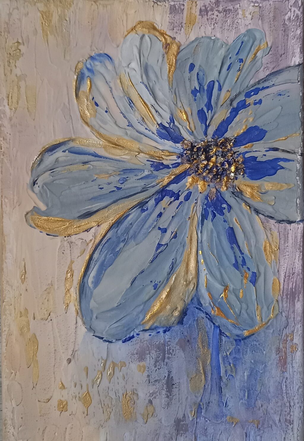 Текстурная картина Золотая нежность синего