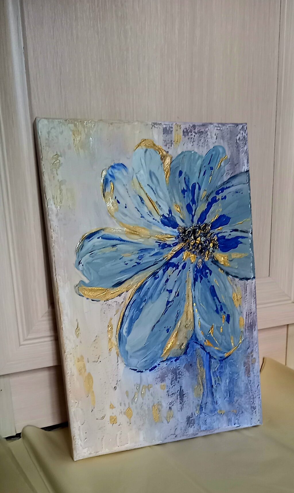 Текстурная картина Золотая нежность синего