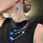 Колье Веер, браслет и серьги из агата