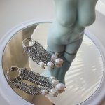 Серьги жемчуг цепочки