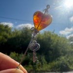 Янтарное сердце «Мурано» брошь