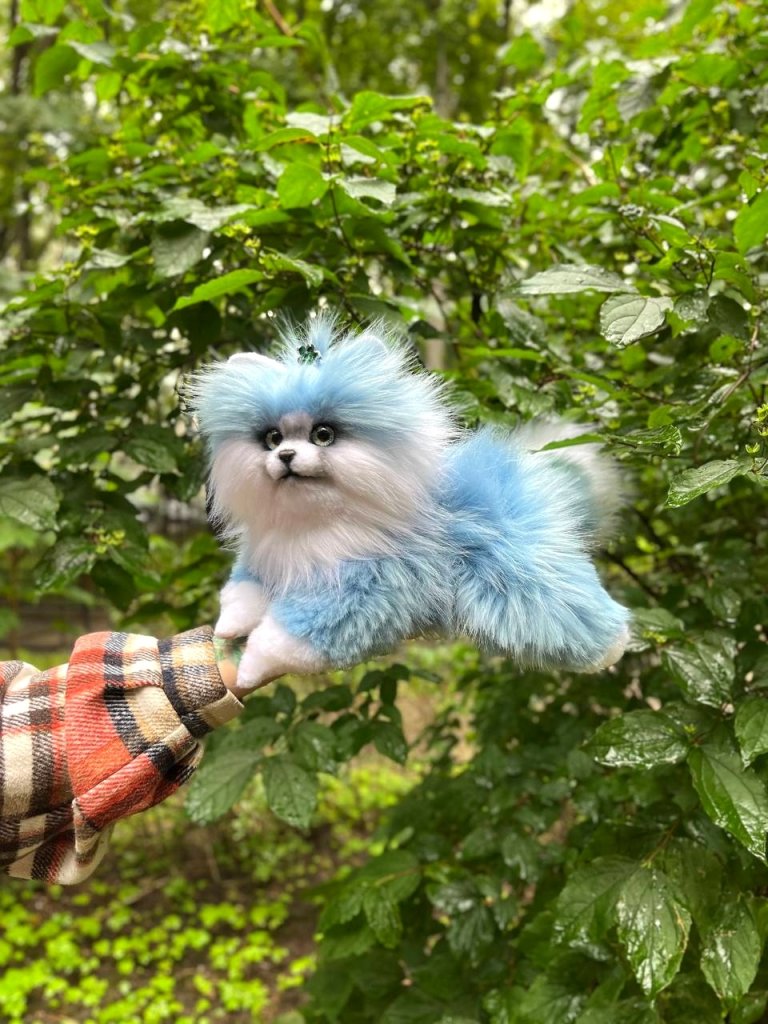 Игрушка шпиц небесно-голубой