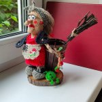 Баба Яга со ступой, интерьерная игрушка