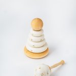 Пирамидка «С желтыми цветочками» деревянная