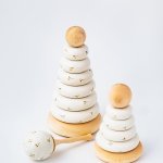 Пирамидка «С желтыми цветочками» деревянная