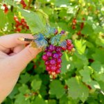 Брошь красная смородина