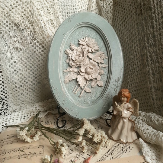 Панно интерьерное , овальное»Белые цветы»