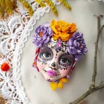 Брошь ручной работы «Kalavera de la Katrina»
