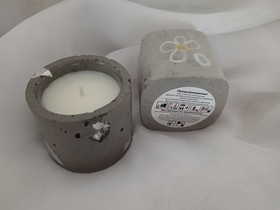 Свеча ароматическая в кашпо из бетона «Загадай желание»