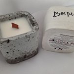 Свеча ароматическая в кашпо из бетона «Загадай желание»