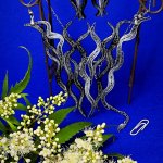 Комплект украшений черно-серебристые волны квиллинг — графика