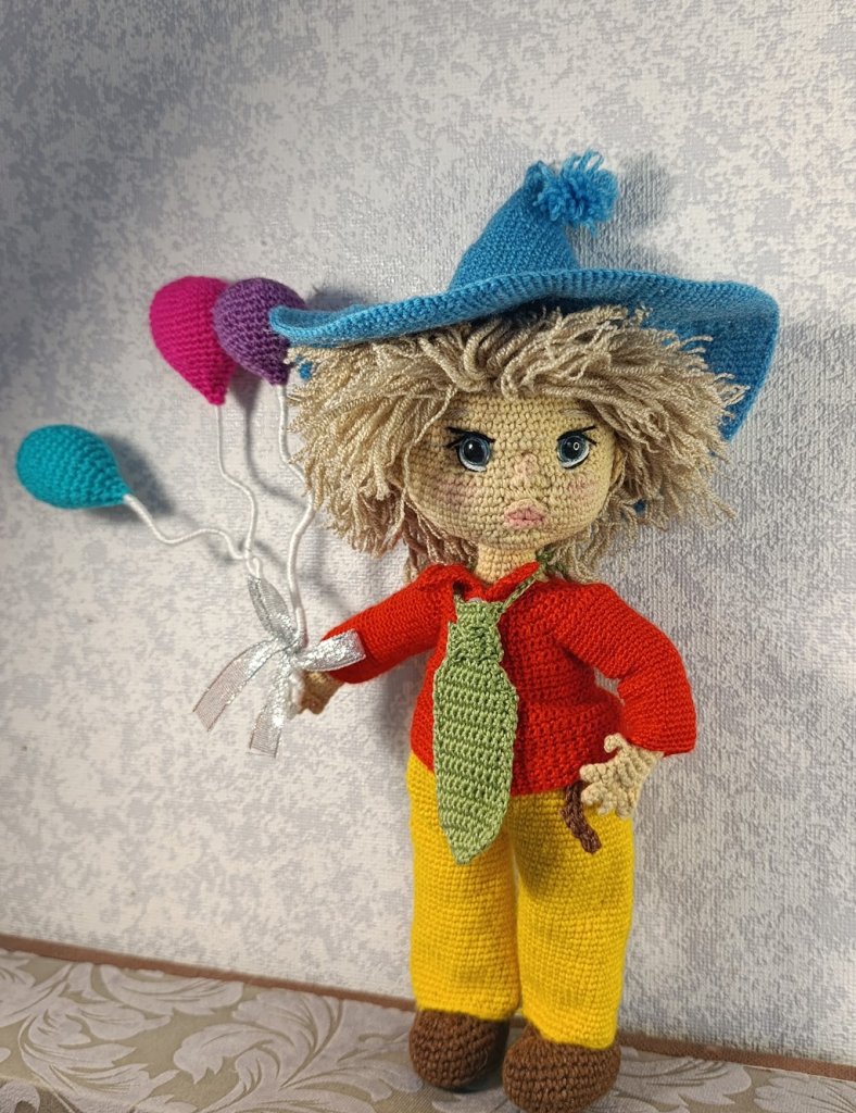 Незнайка Вязаная кукла ручной работы