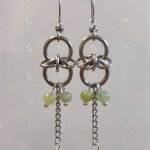 Серьги кольчужные с агатом, 6 см