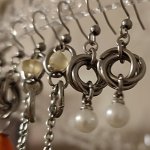 Серьги кольчужные «Тринити» с иск.жемчугом