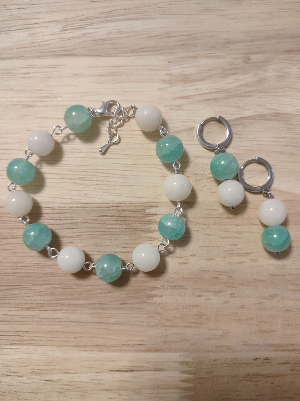 Комплект «Морская волна» с агатом и иск.нефритом