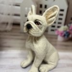 Французский бульдог. Интерьерная игрушка из шерсти