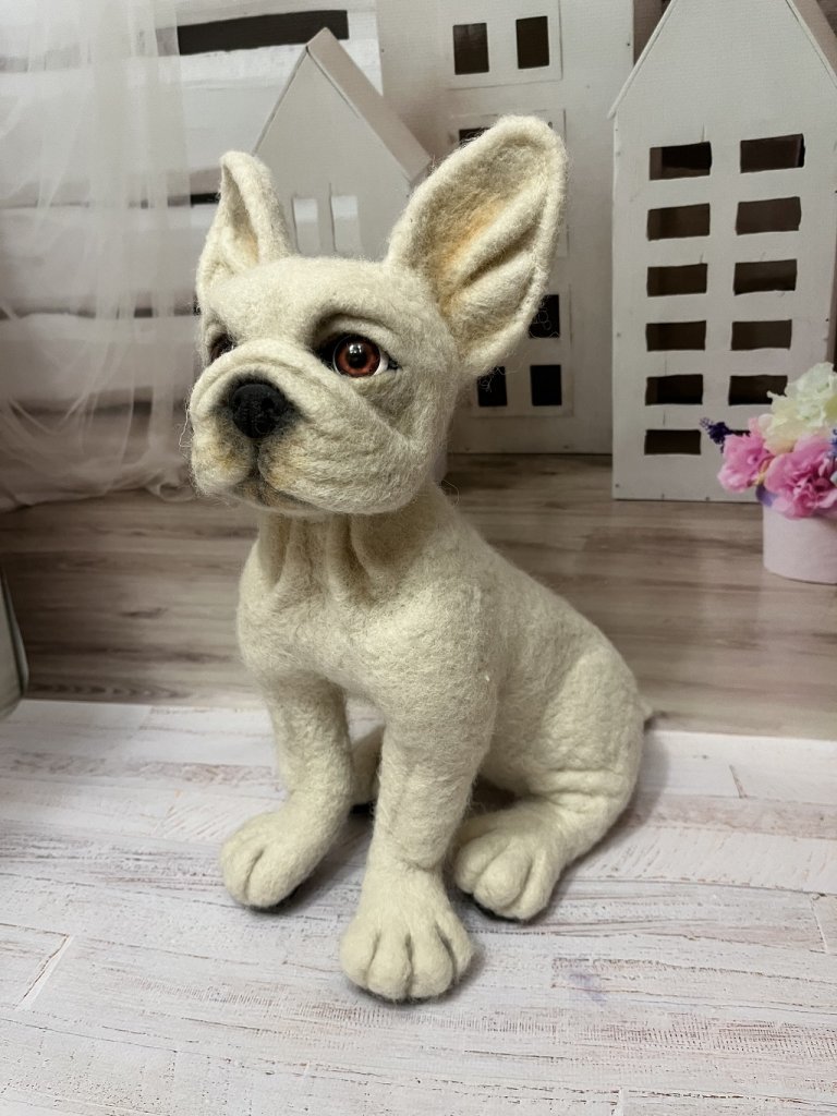 Французский бульдог. Интерьерная игрушка из шерсти