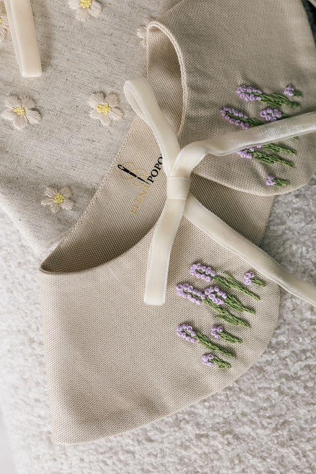 Воротничок ручной работы с вышивкой «Лаванда»