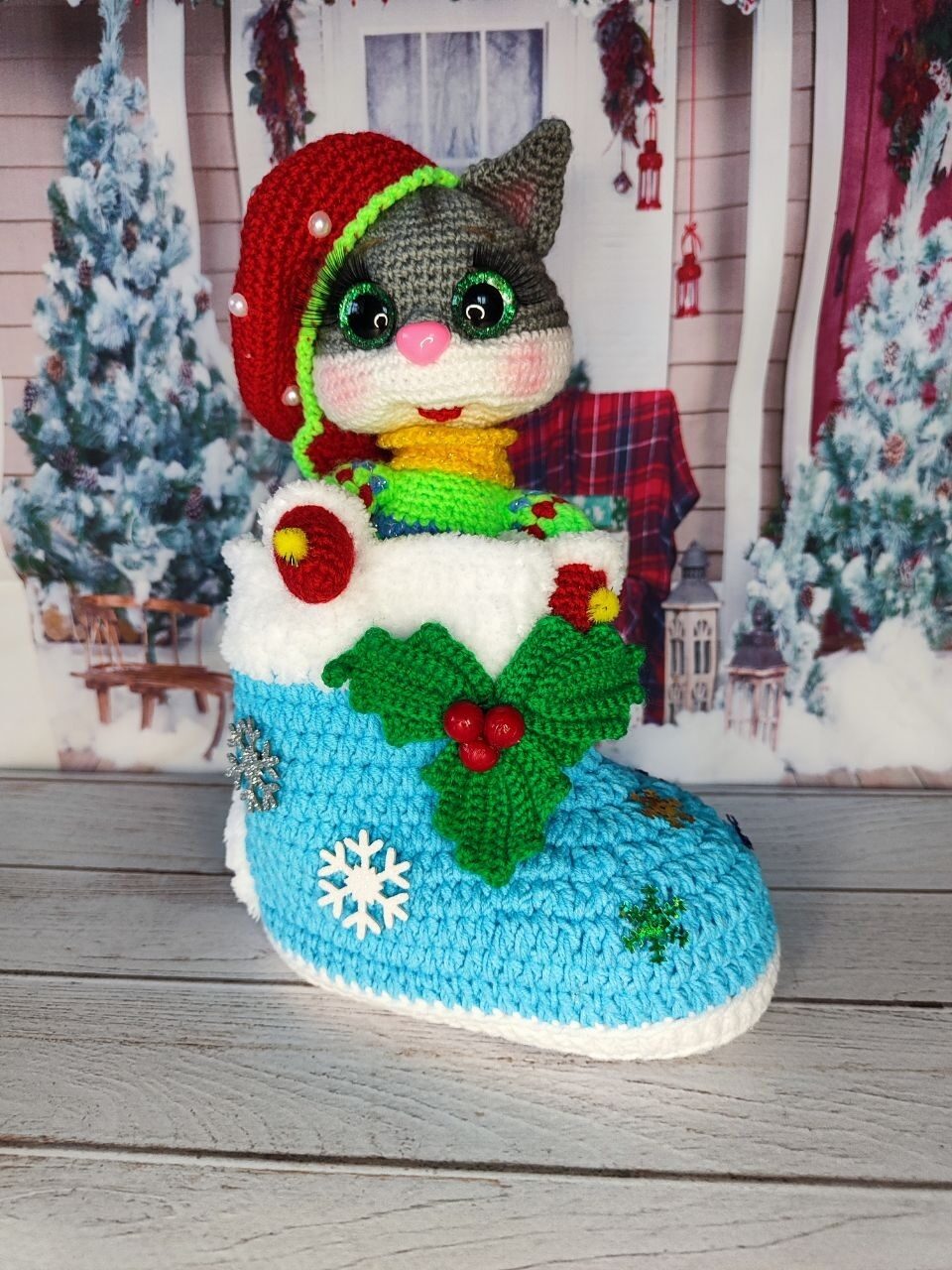 Новогодний Котик в сапожке