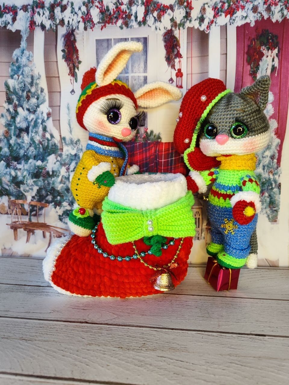 Новогодний Котик в сапожке