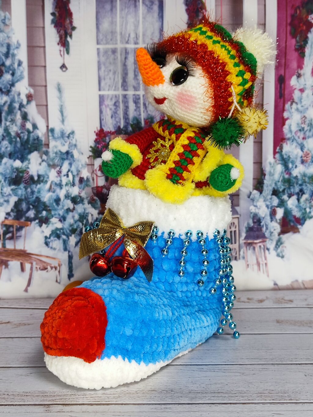 Новогодний Снеговик в сапожке