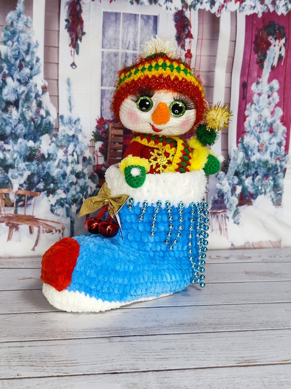 Новогодний Снеговик в сапожке