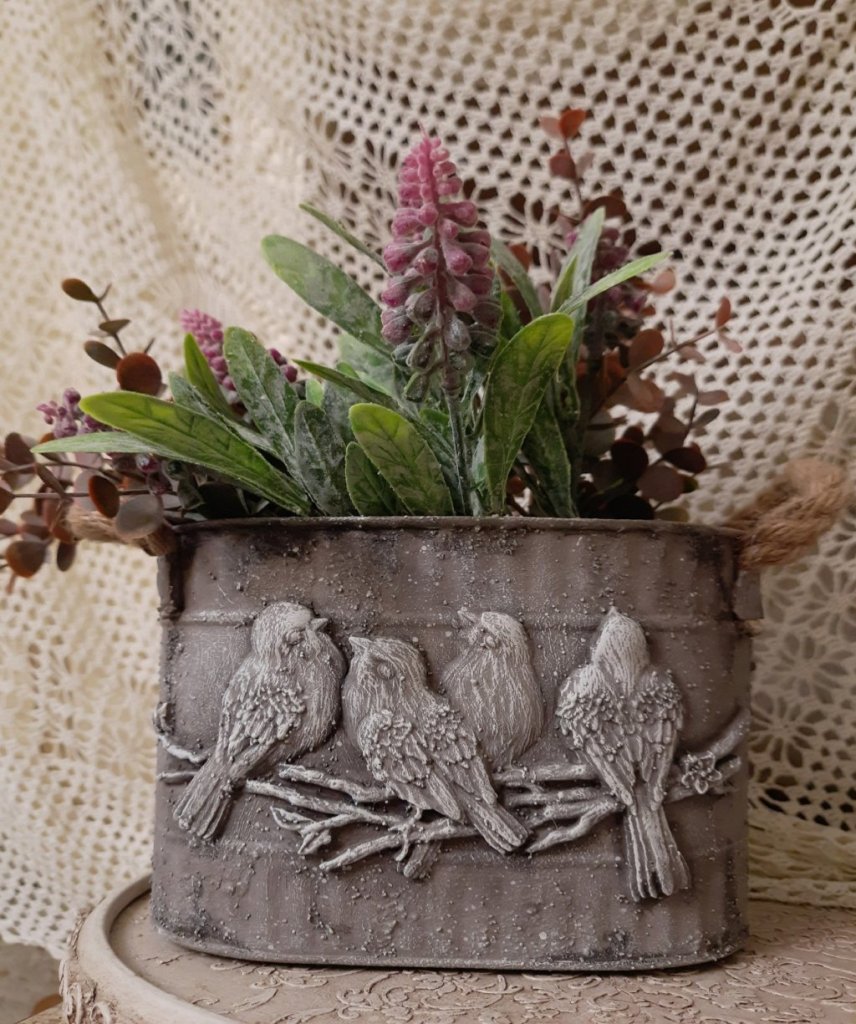 кашпо для цветов с птичками