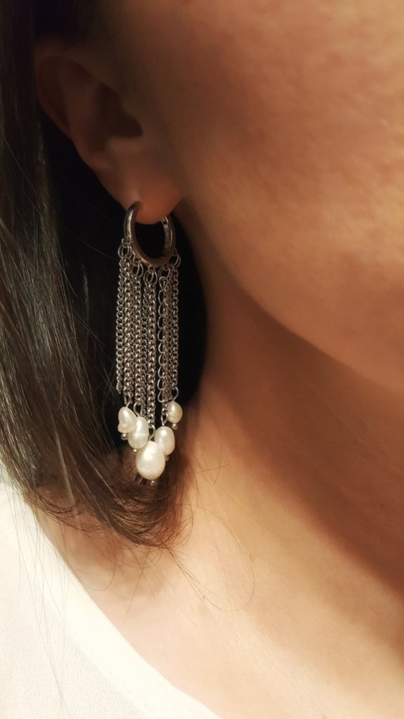 Серьги жемчуг цепочки