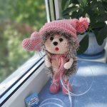 Игрушка вязаный Ёжик с шариком, мягкая игрушка