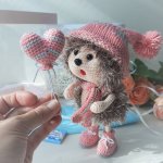 Игрушка вязаный Ёжик с шариком, мягкая игрушка