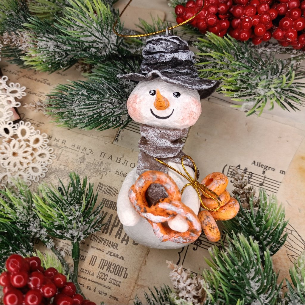 Авторская ватная игрушка «Коллекция снеговиков»