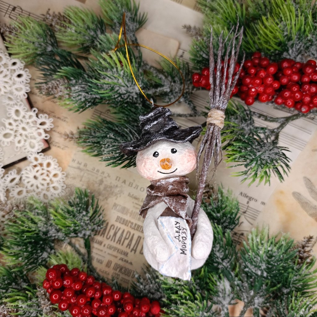 Авторская ватная игрушка «Коллекция снеговиков»