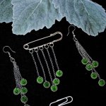 Брошь булавка и серьги с элементами квиллинг.