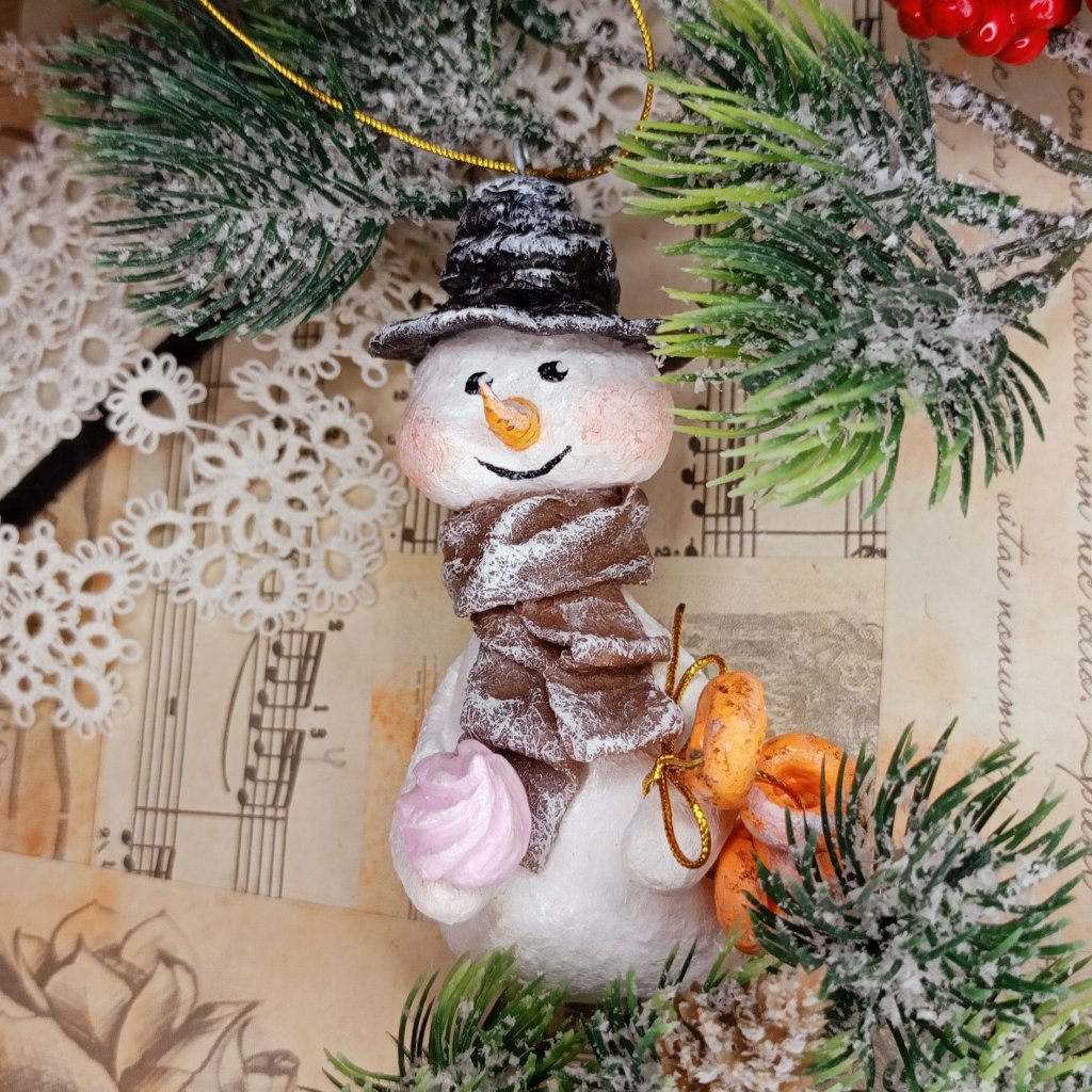 Авторская ватная игрушка «Коллекция снеговиков»