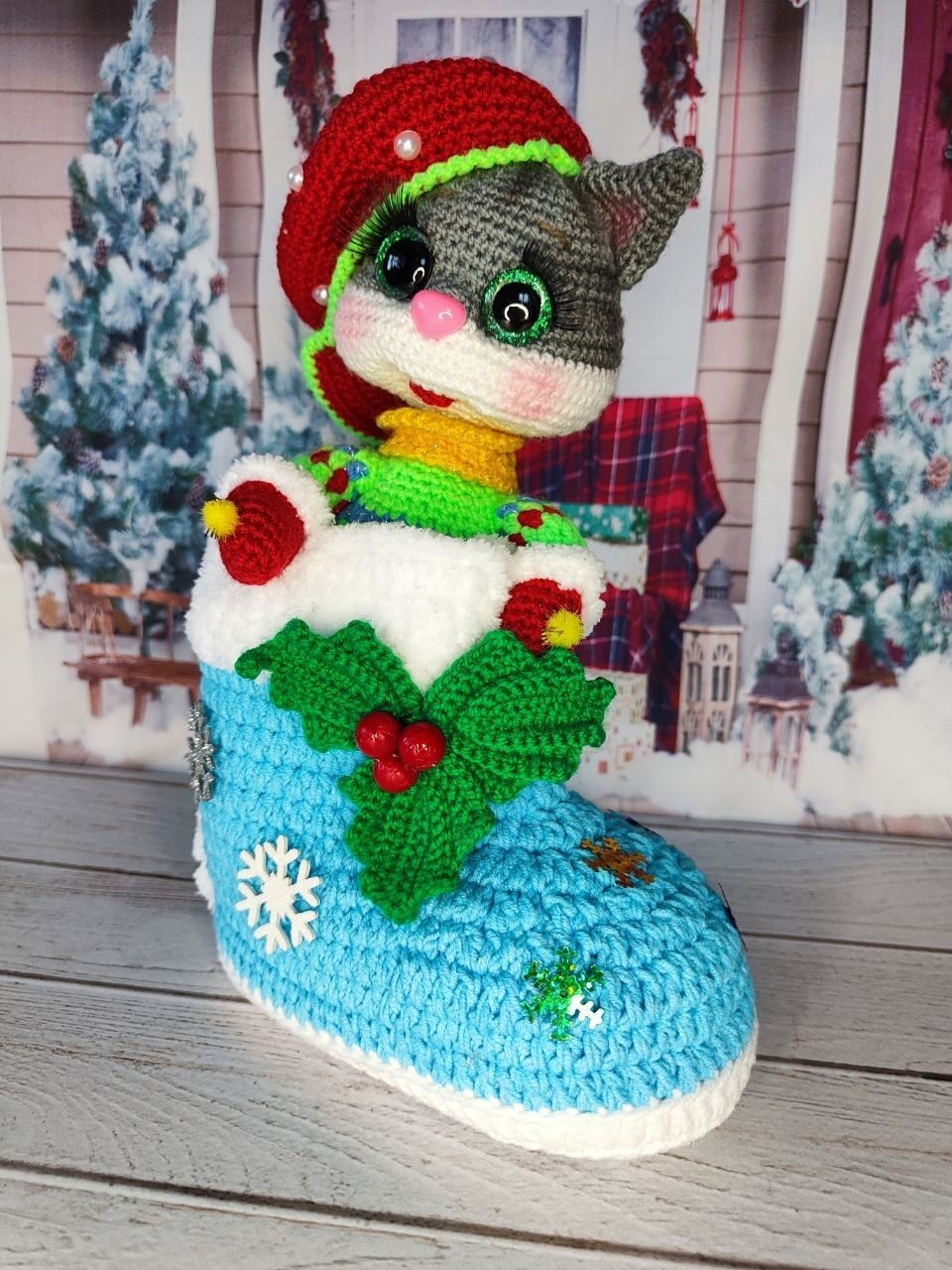 Новогодний Котик в сапожке