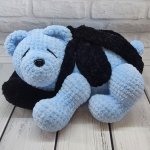 Игрушка вязаная спящий мишка